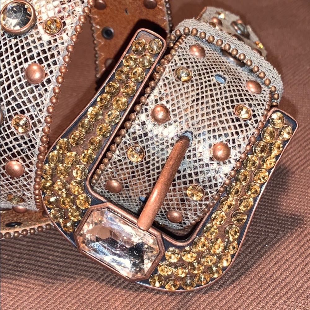 Leather bedazzled embellished belt worn once